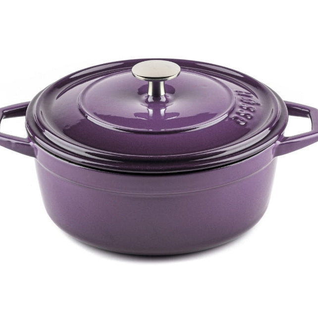 Cocotte hierro fundido Hosse lila 20cm 24cm esmaltada sistema auto-riego apta inducción