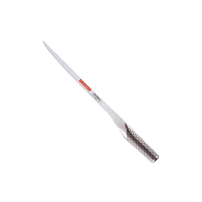 Cuchillo jamonero flexible Global G-95 hoja 25 cm Serie G, vista completa sobre fondo blanco