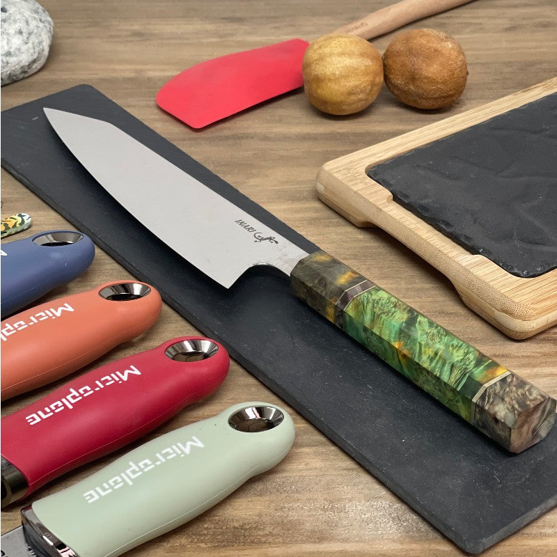 cuchillo Kiritsuke mango madera estabilizada abedul