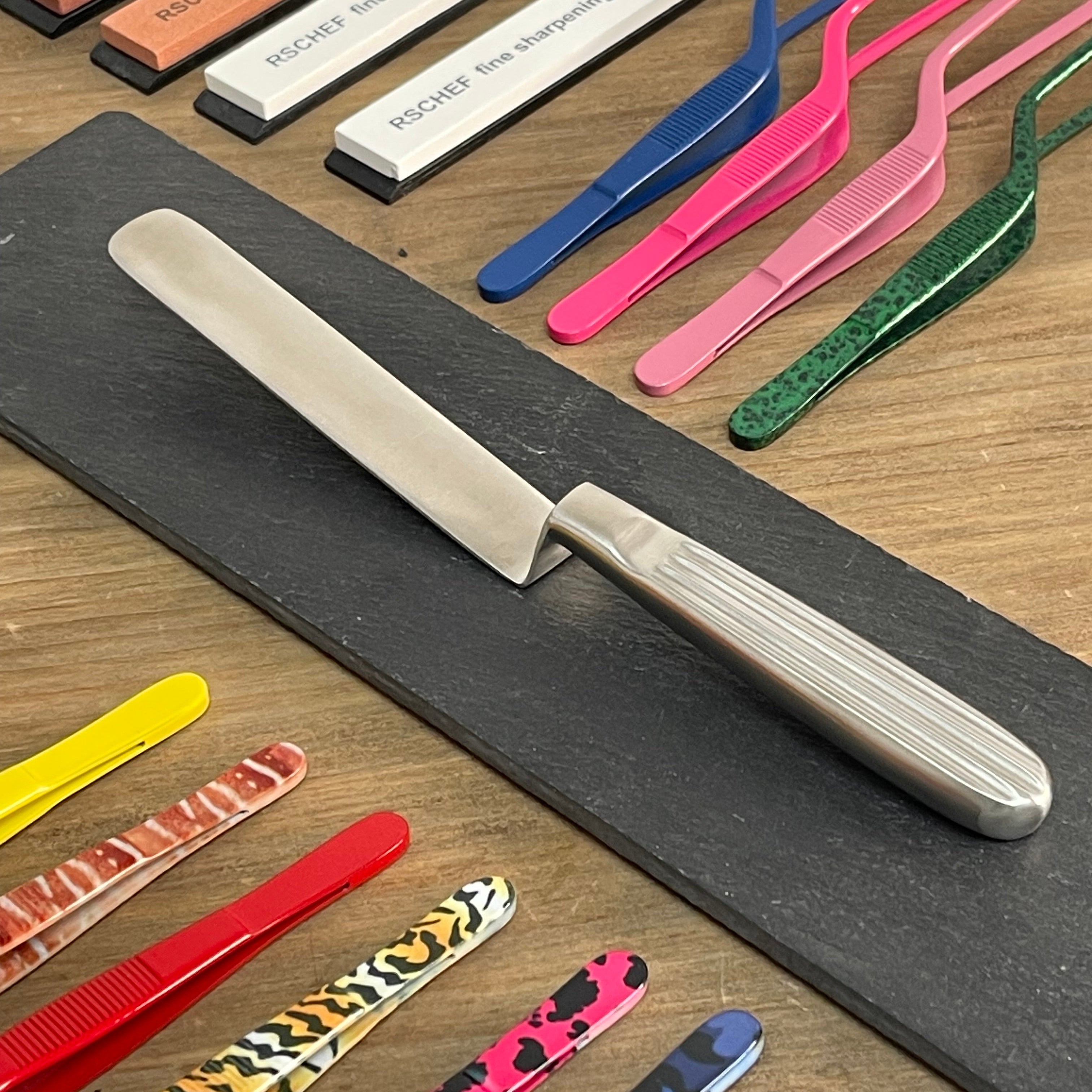 Espátula emplatar profesional acero inoxidable 18/10 - Hoja estrecha mango acodado