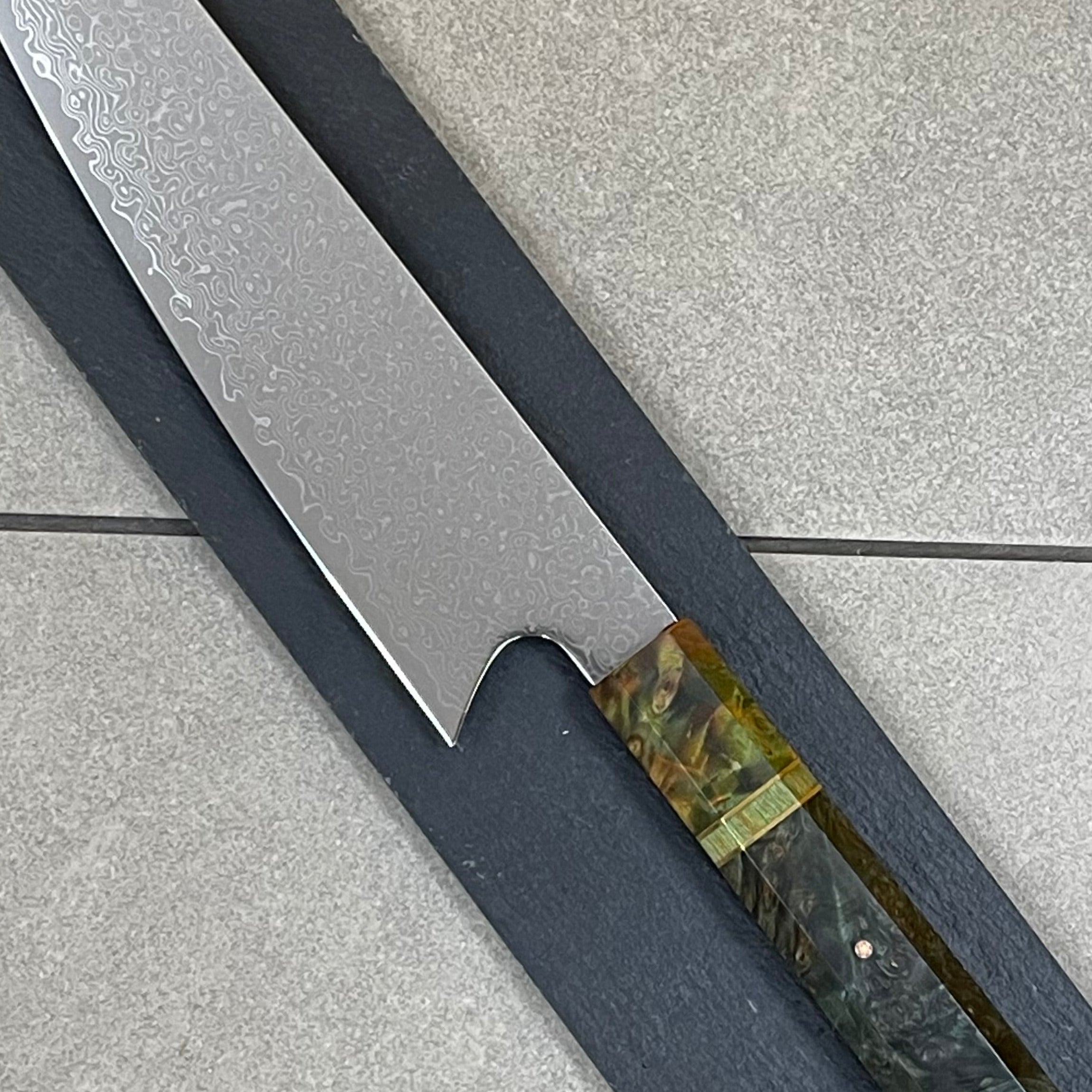 Cuchillo Kiritsuke Damascus 21 cm | Acero VG10 67 Capas | Mango Abedul Estabilizado