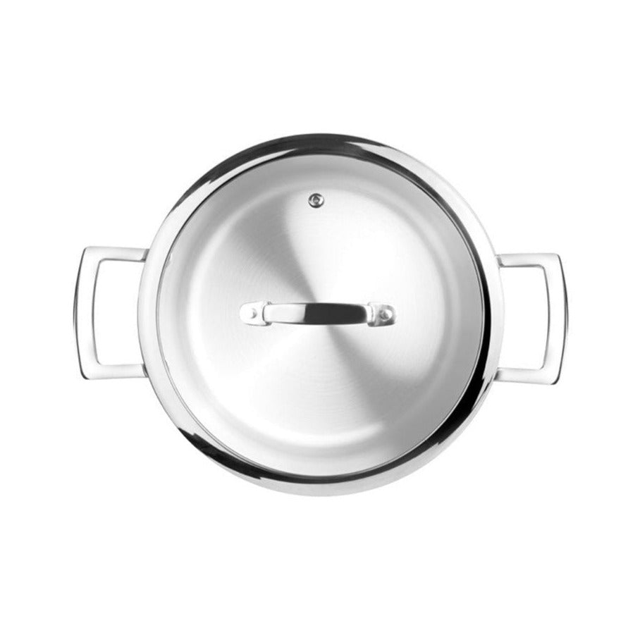 Cacerola tricapa con tapa de Cristal