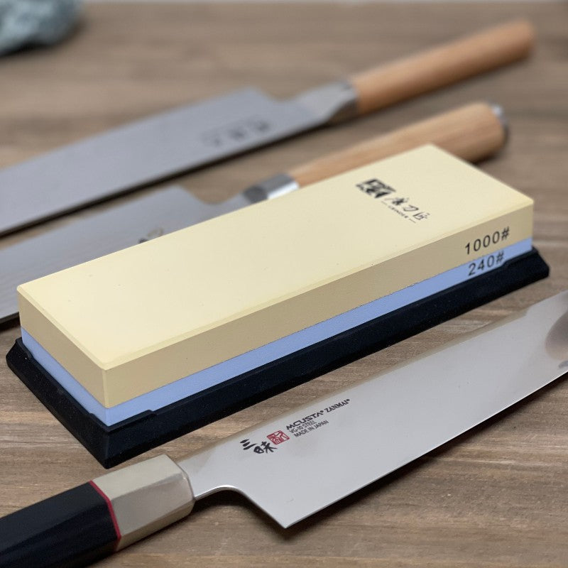Piedra para afilar cuchillos doble 240 y 1000 granos
