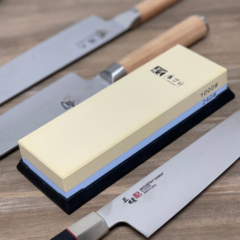 Piedra para afilar cuchillos doble 240 y 1000 granos