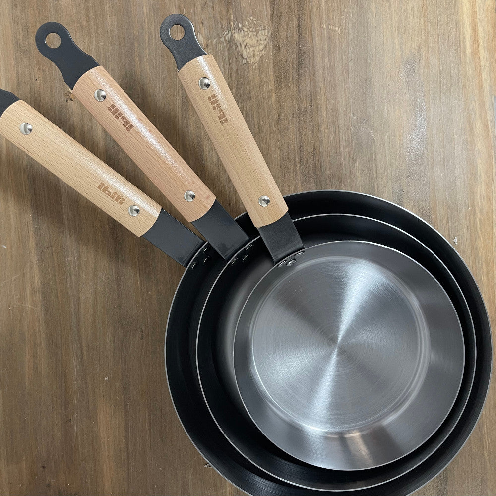 Set 3 Sartenes acero al carbono KarbonSteel de Ibili