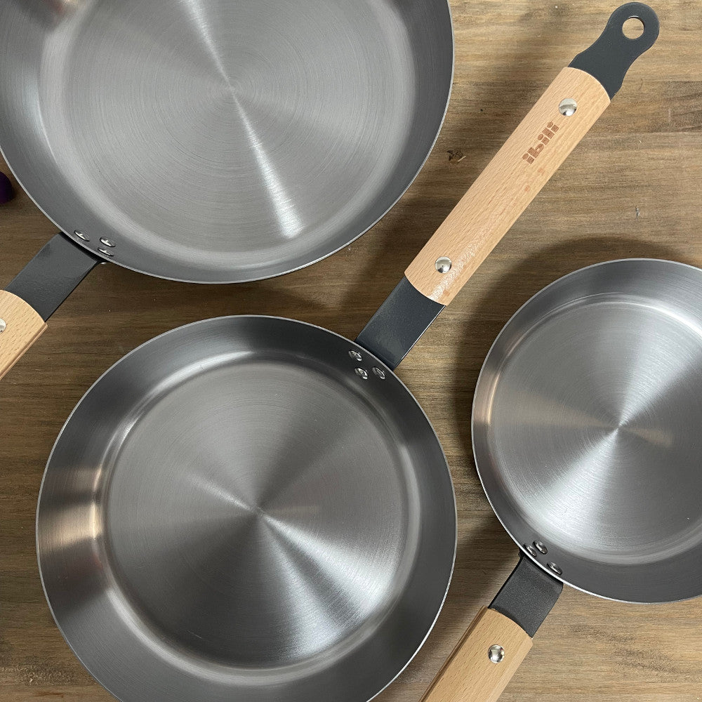 Set 3 Sartenes acero al carbono KarbonSteel de Ibili