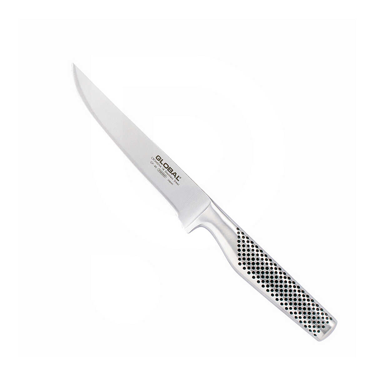 Cuchillo deshuesador forjado Global GF-40 hoja ancha 15 cm, vista completa sobre fondo blanco