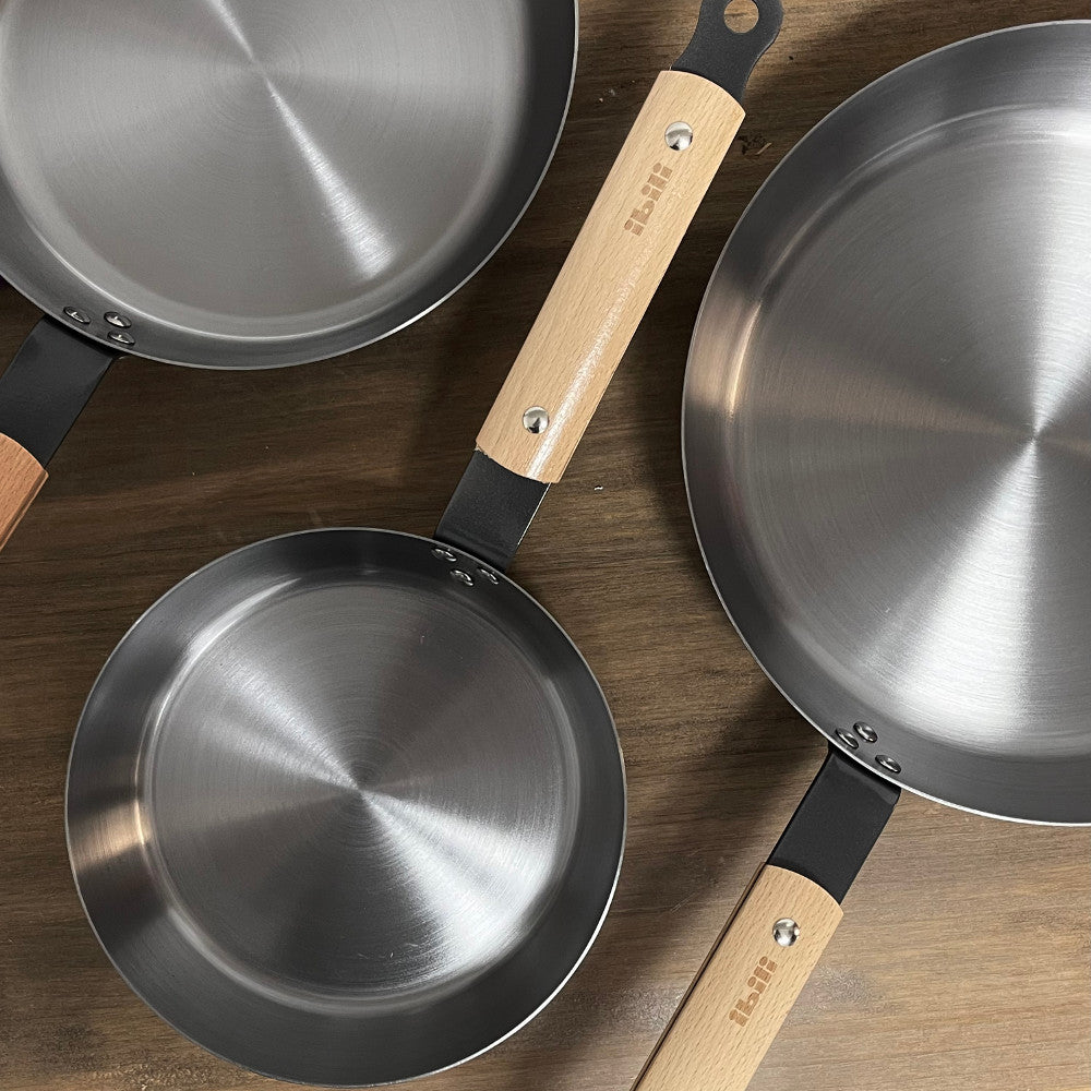 Set 3 Sartenes acero al carbono KarbonSteel de Ibili