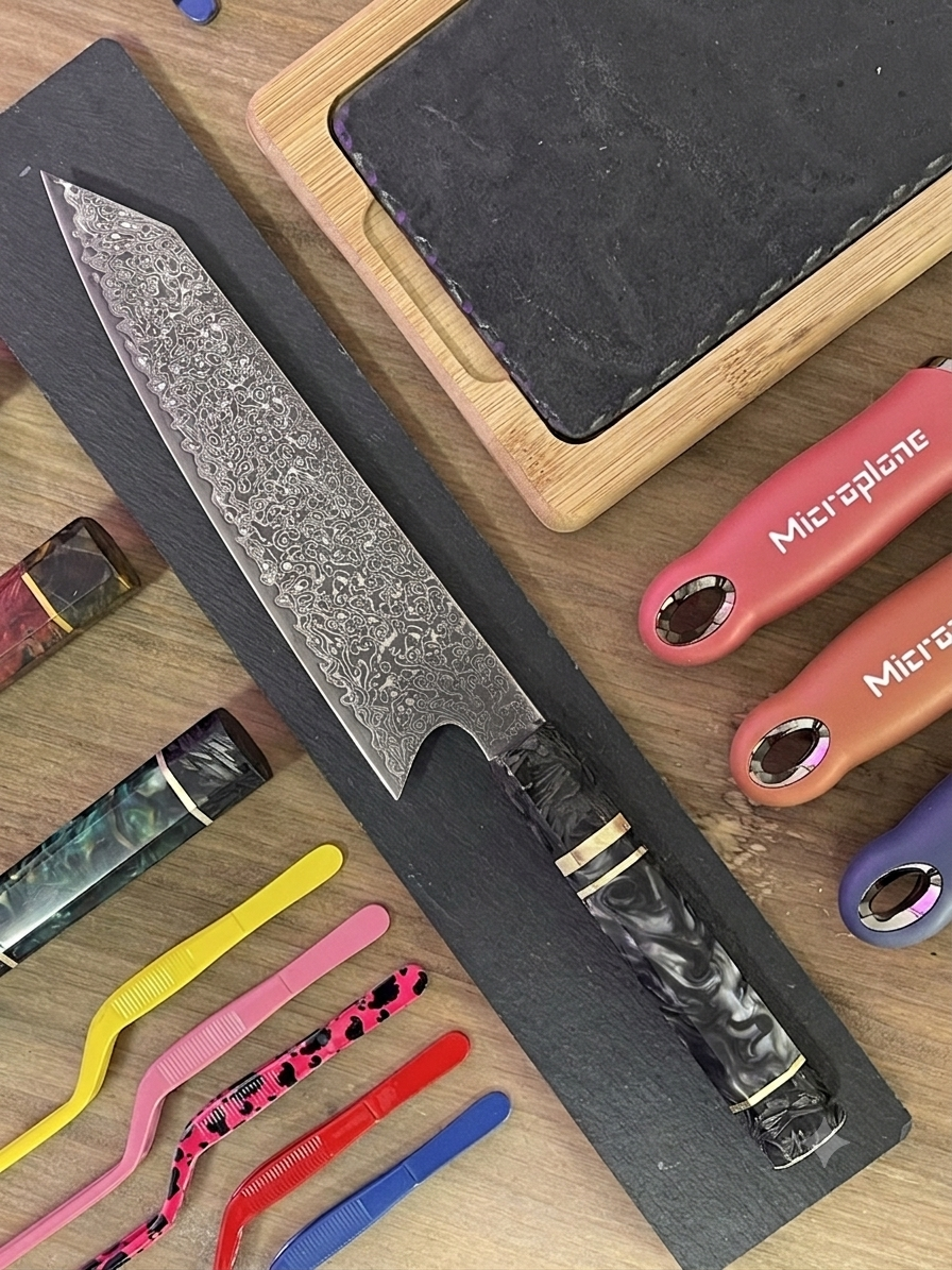 Cuchillo Kiritsuke Damasco 67 Capas VG10 | Mango Fibra de Carbono