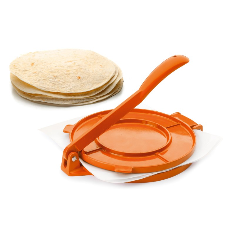 Prensa tortillas Ibili con papel parafinado para facilitar el desmoldado