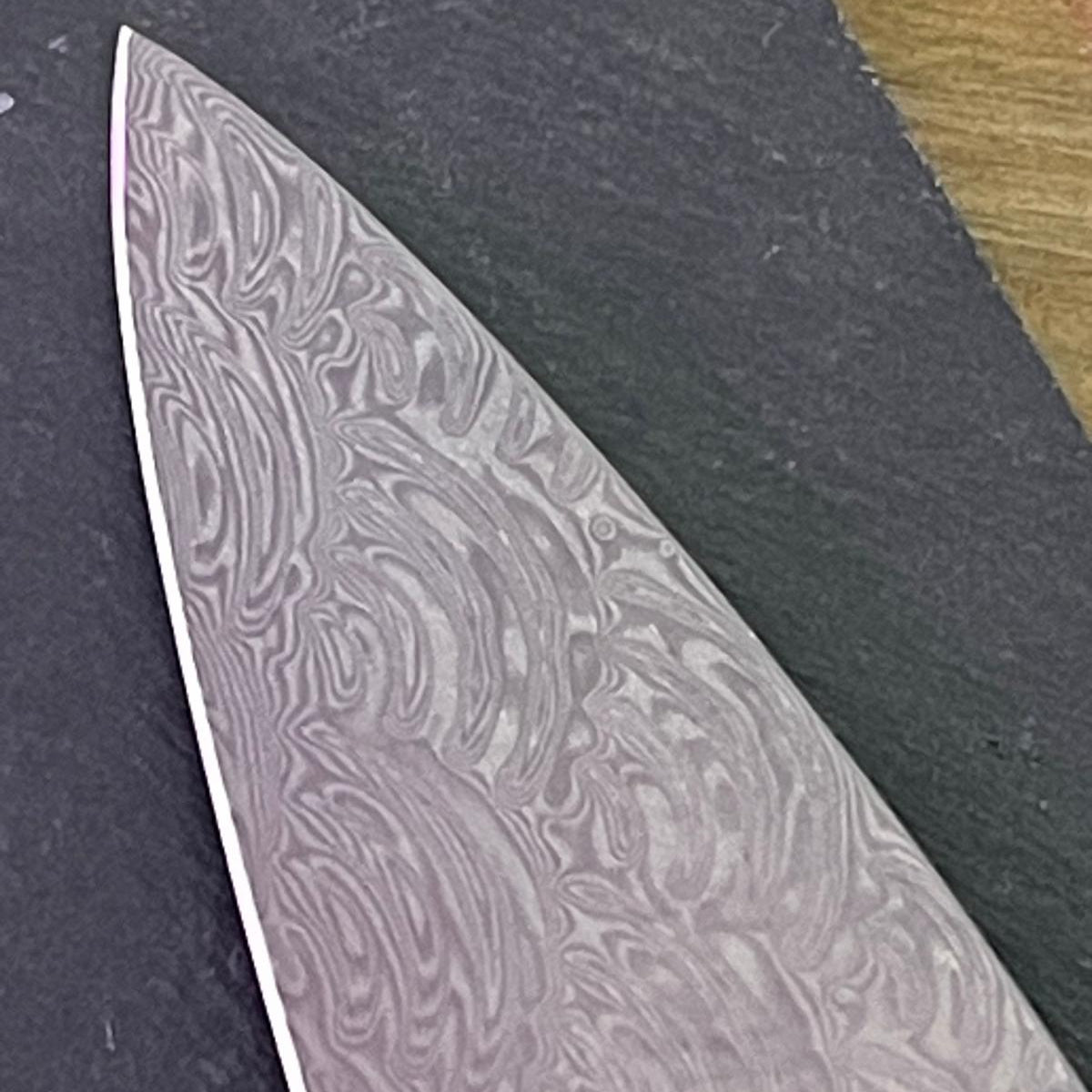 Cuchillo chef damasco mango ébano — Los Utensilios del Chef