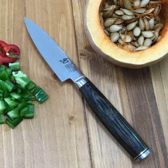Cuchillo pelador de cocina Kai Shun Premier mango nogal walnut ergonómico